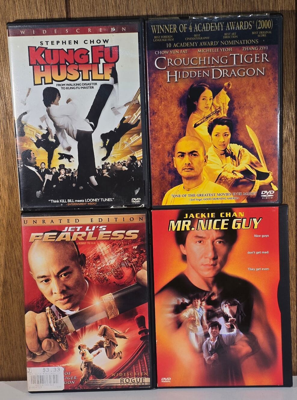 Martial Arts DVD Lot 4 Kung Fu Hustle Fearless Crouching Tiger Jackie Chan